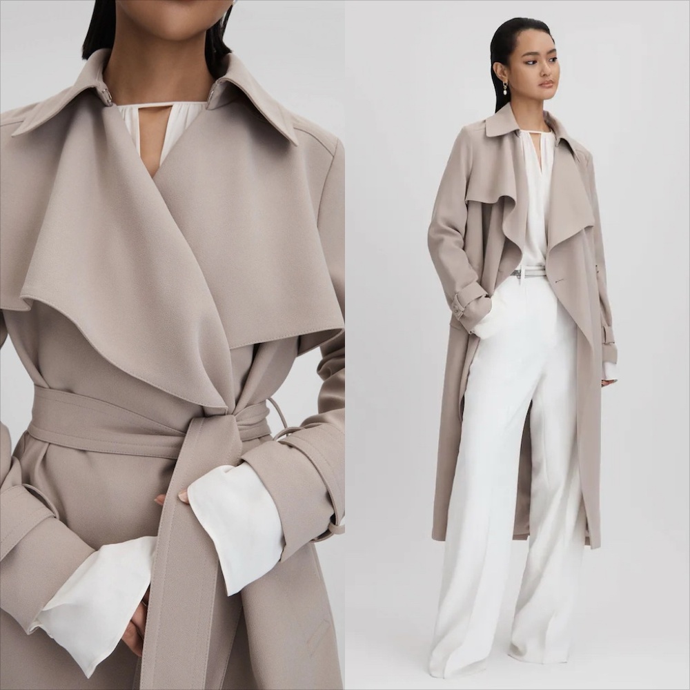 Reiss etta grey belted trench coat FINAL PRICE NO OFFERS CONSIDERED